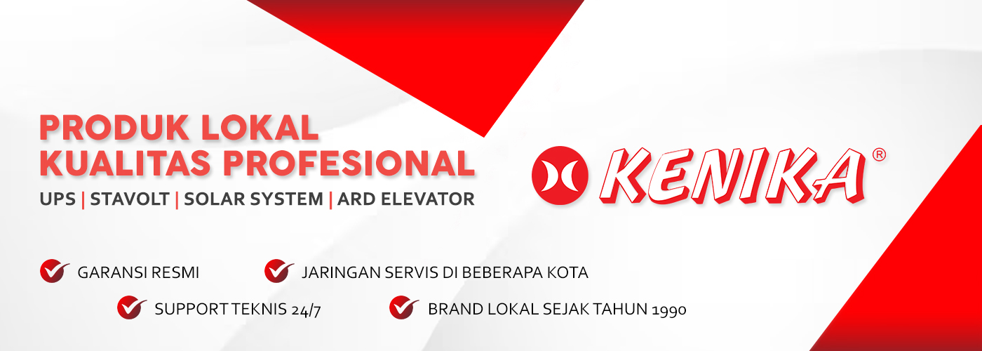 Produk lokal, kualitas profesional. Kenika – UPS, Stavolt, Solar System, dan ARD Elevator dengan dukungan teknis yang siap membantu Anda kapan saja.