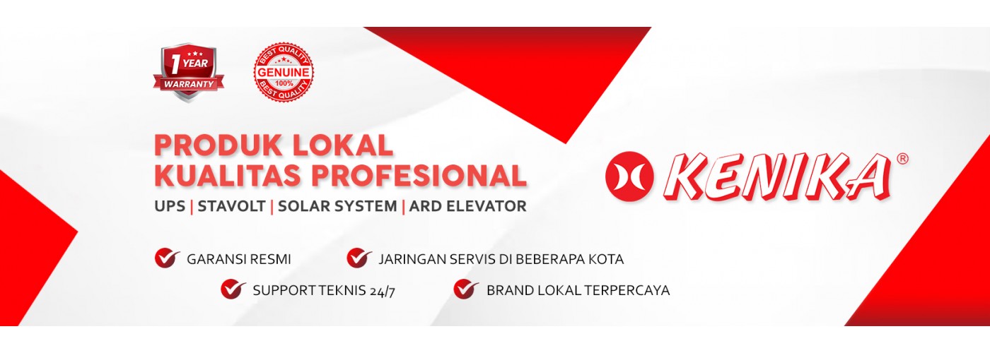 Produk lokal, kualitas profesional. Kenika – UPS, Stavolt, Solar System, dan ARD Elevator dengan dukungan teknis yang siap membantu Anda kapan saja.